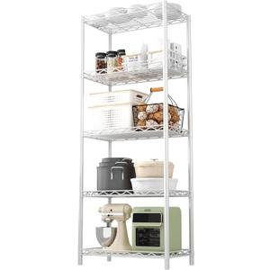 HOMEFORT 5-Tier Wire Shelving 5 Shelves Unit Metal Storage Rack Durable Organizer Perfect for Pantry Closet Kitchen Laundry Organization in White