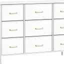VASICAR 43.3'' Wide TV Stand with 9 Drawers White Dressers for Kids Bedroom, 11.8"D x 43.3"W x 29.9"H