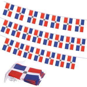 Dominican Republic Flag Banner, Small Mini Dominicana Flags Patriotic Decoration for Party, Classroom, Sports Events, 33 Feet 30 Flags