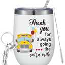 Rtteri 2 Pcs School Bus Driver Appreciation Gifts Bus Driver Gift for Women Men Tumbler Cup 12oz with Lid and Straw Stainless Steel Keychain for Back to School Present(Lovely)