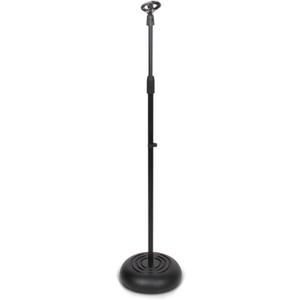 Pyle Adjustable Microphone Stand - Universal Mic Stand with Compact Heavy Base, Floor Standing Design, Height Adjustable, Pivot Angle Clip for Singing & Recording (2.8 - 5 ft., 9.8 Base Diameter)