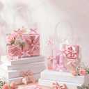 Tioncy 24 Pcs Pink Bow Gift Bags with Handles Mother's Day Bow Clear PVC Goodie Treat Candy Bag Bows Theme Present Wrap Tote Bags for Birthday Party Favor Weddings Decoration Bridesmaid Supplies