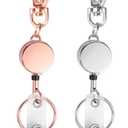 bolimoss 2 Pack Retractable Keychain, Retractable Badge Holder, Badge Reel for Id Card Holders, Id Card Holder （Silver,Rose Gold)