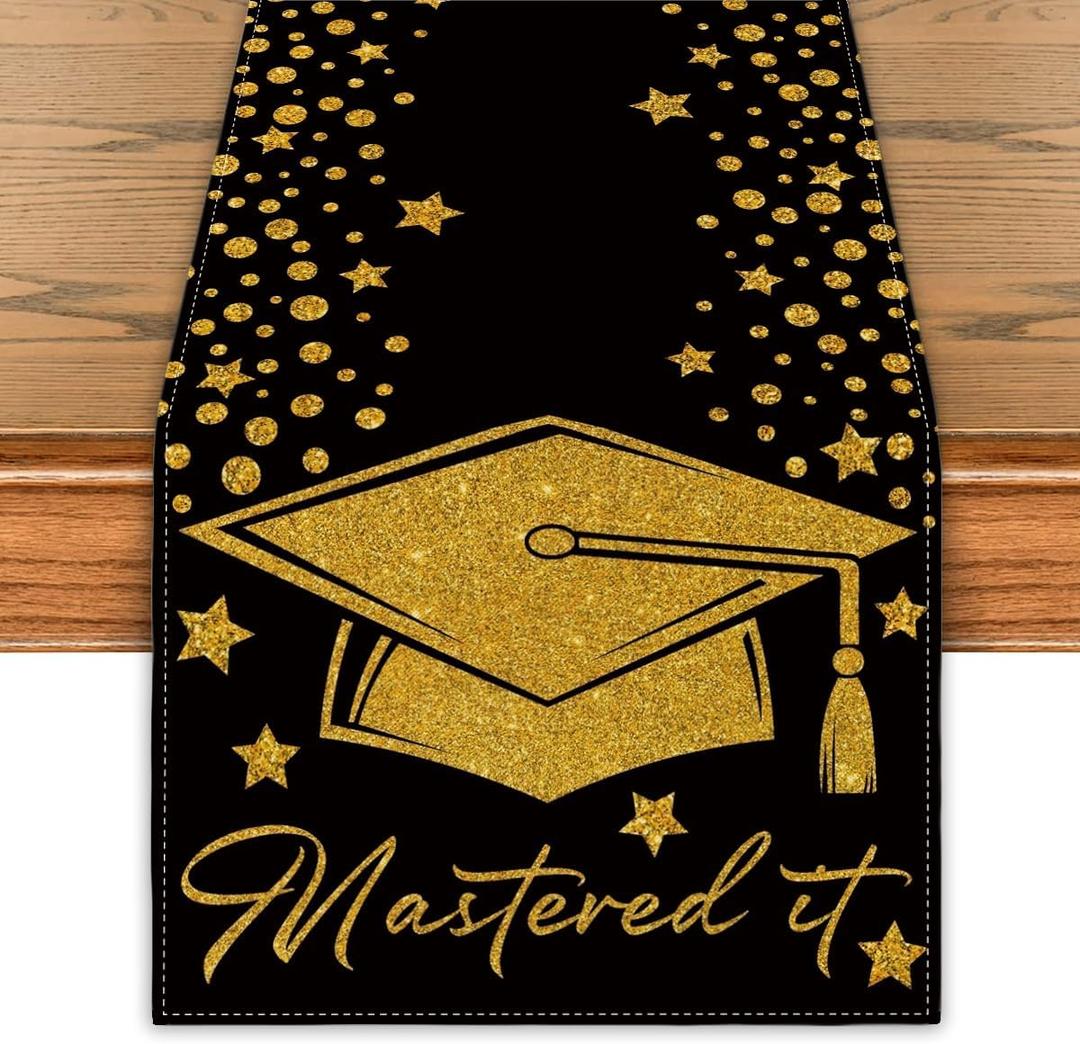 Mastered It Table Runner Graduation Decorations Class of 2026 Congratulations Grad Tablecloth Mastered It Masters Graduation Decorations