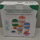 4 Pack Yogurt Parfait Cups with Lids Reusable, 20 oz Plastic Overnight Oats Containers with Lids Spoons Granola Compartment for Fruit Nuts, To Go Overnight Oat Jars for Oatmeal, Snack, Breakfast Prep (Orange, Blue, Purple, Green)
