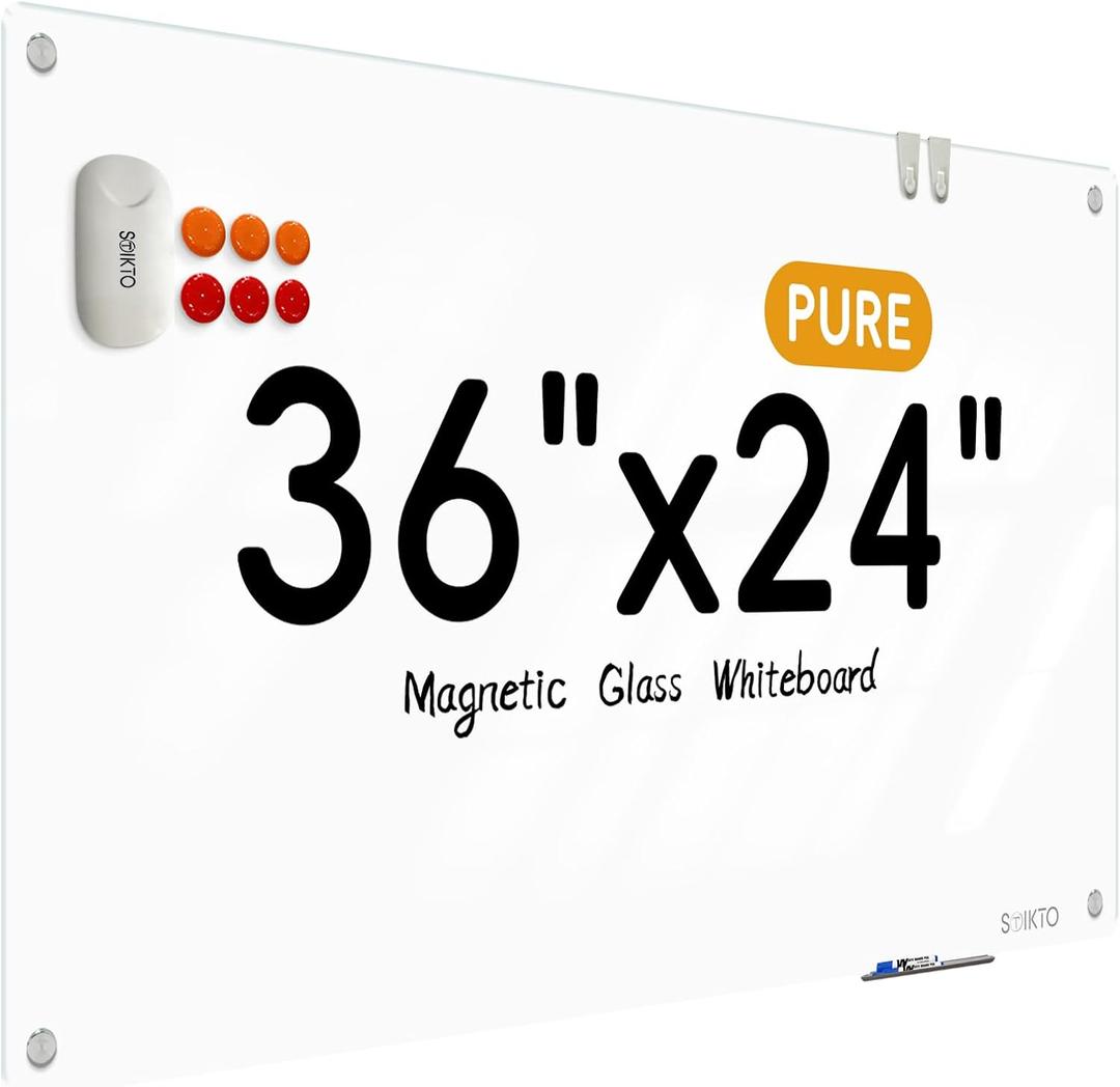 Glass Whiteboard - Glass Dry Erase Board 36" x 24" Magnetic Pure White Board Glass Writing Board White Boards for Walls Wall Office Home Glass Whiteboard - Glass Dry Erase Board 36" x 24" Magnetic Pure White Board Glass Writing Board White Boards for Walls Wall Office Home