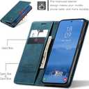for Samsung Galaxy S25 Case, Flip Wallet Leather Case with Card Holder Magnetic Closure Shockproof Kickstand Protective Phone Cases Cover for Galaxy S25, Blue-Green