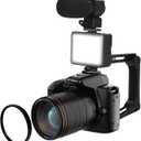 4K Vlogging Camera for YouTube, 64MP Night Vision Digital Camera for Photography with, 3in Screen 16X Digital Zoom Camcorders Video Camera with Fill Light Mic Stabilizer