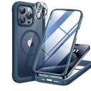 Miracase Magnetic for iPhone 17 Pro Max Case 6.7'' [Compatible with Magsafe] Full-Body Drop Proof Bumper Phone Case for iPhone 17 Pro Max with Built-in 9H Tempered Glass Screen Protector,Blue