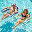Jasonwell Inflatable Pool Floats Adult - Fabric Pool Floaties Chair Lake Beach Floating Lounger Chair Swimming Pool Noodles Water Hammock Float Mesh Party Floaty Toys Fun for Adults Heavy Duty,  Blue&Green