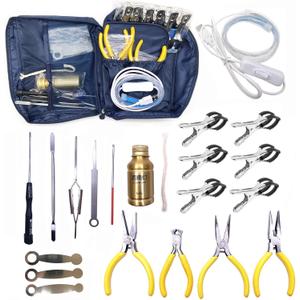 Jiayouy 20PCS Flute Tool Kit, Professional Flute Repairing Maintenance Tool Kit with Carry Bag, LED Leak Light, Key Cover Adjusting Tool, Key Indentation Clip, Pliers, Alcohol Lamp Burner