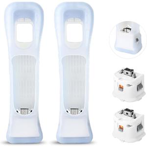 2 Pack Motion Plus Adapter with Silicon Case Sensor W for Wii Remote Controller,Motion Plus Adaptor Accelerator(White).