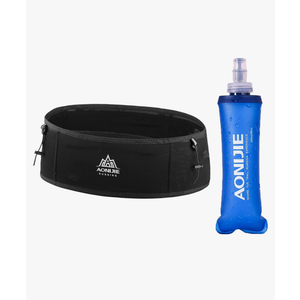 Running Hydration Belt with 250ml Soft Flask for Women and Men, Moisture Wicking Storage Belt for Trailing Running Climbing Jogging Cycling Workout (Full Black,L/XL)