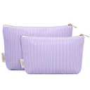Wandering Nature Makeup Bag Small Cosmetic Bag for Purse 2 Pack Small Make Up Pouch Cute Travel Pouch with Zipper for Women, Purple Stripe