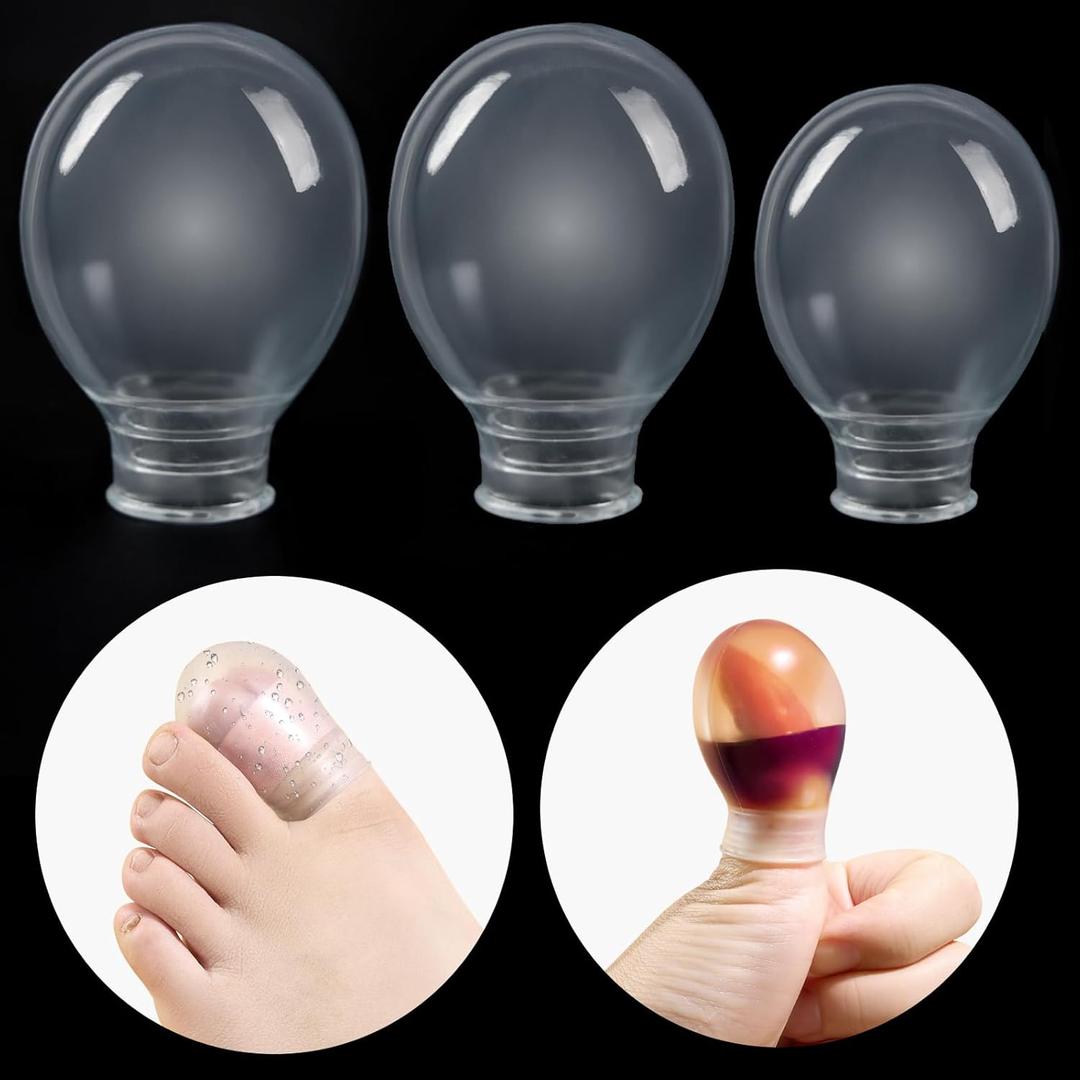 Waterproof Finger Toe Cover Protectors, Durable Shower Sleeves for Bathing, Pedicures, Manicures, Nail Care, Nail Polish Protector for Fingers, Comfortable and Durable Soaking (2 Large, 1 Small)