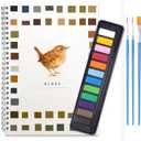 Watercolor Workbook,Watercolor Painting Kit with 12 Colors Paint Set with Brushes & Multi-Theme Scenes, Beginner Workbook Set for Adults & Teens (Bird)