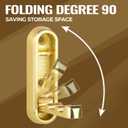 4PCS Metal Foldable Wall Hooks,Folding Wall Foldable Coat Hooks for Hanging Towels Clothes Hat Bags Keys(Gold)