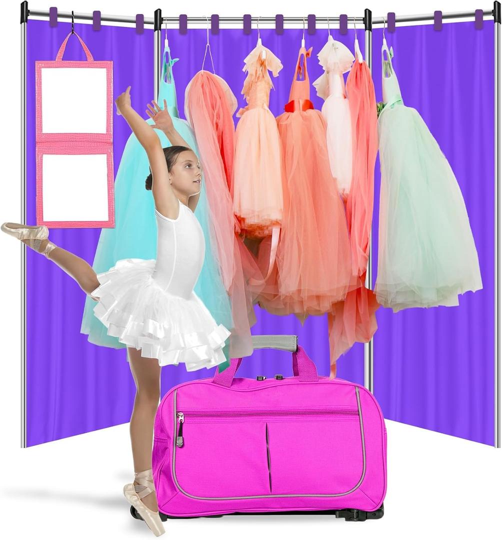 3Pcs Privacy Curtain for Dance Bag Suitcase Portable Changing Room Privacy Partition Screens Dance Bag Shield Cover for Dancer Backstage Accessories Camping Window Shades Dressing Room (Purple)
