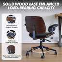 Genuine Leather Home Office Chair, Mid-Century Modern Executive Desk Chair with Padded Armrests, 360° Swivel Ergonomic Task Chair,Adjustable Height (Genuine Leather-Black)