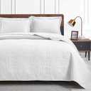 Love's cabin Quilts for Queen Bed White Bedspreads - Soft Bed Summer Quilt Lightweight Microfiber Bedspread- Modern Style Coin Pattern Coverlet for All Season - 3 Piece (1 Quilt, 2 Pillow Shams) (Full/Queen (90"x96"))