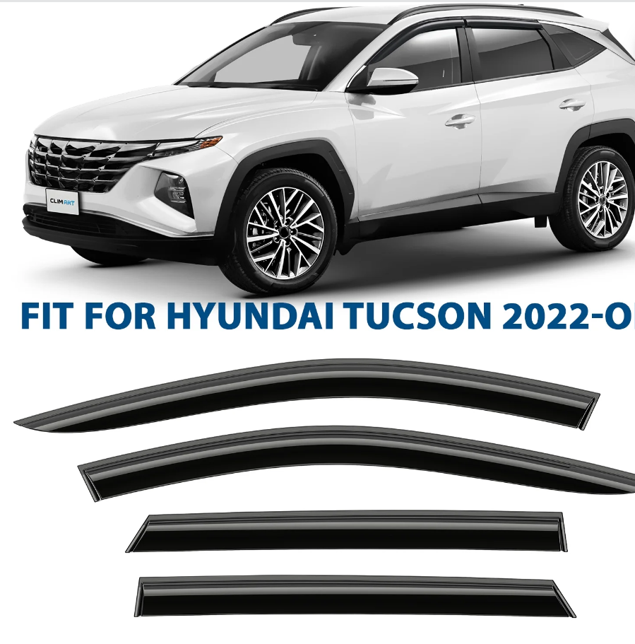 Window Visors Rain Guards Fit for Hyundai Tucson 2021-2024, Extra Durable Window Deflectors for Hyundai Tucson 2021 2022 2023 2024, Tape-On Style Side Vent Window Visors for Cars 4 Rain Guards