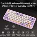 MK INKY75 Mechanical Keyboard with Full Aluminum Wireless Mechanical Gaming Keyboard, 75% Layout Mechanical KeyBoard BT/2.4G/USB-C,Hot Swappable, Creamy Sounding, RGB/PP/4000mAh(Dream Lavender)