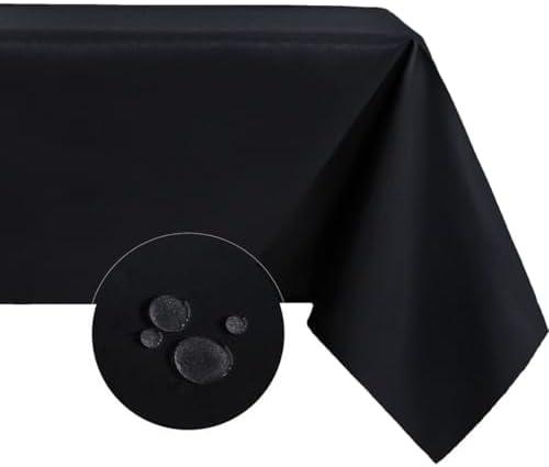 Aironment Rectangle Tablecloth Water and Stain Resistant Washable Table Cloth Selected Wrinkle Free Polyester Table Cover for Dining, Parties, Camping (60 x 84 Inch, Black)