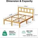 14 in Full Size Bamboo Platform Bed Frame with Tall Headboard No Box Spring,Natural
