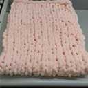 Luxury Chunky Knit Blanket Throw, Handmade Thick Chenille Yarn Throw 40"x40", Blush Pink Cable Knit Crochet Blanket, Decorative Cozy and Soft Crochet Throw Blanket for Couch Home Decor