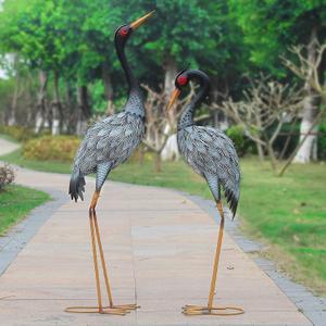 Metal Crane Statue Garden Decor, Heron Statue Yard Art for Outdoor Patio Lawn Backyard Pool Front Porch Decor, Bird Garden Sculpture & Statues, Set of 2, Spring & Summer Decorations