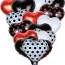 18 Inch 20 pcs Black Red Heart Foil Balloons Red Black Dots Balloons Set Party Decoration for Red Black Party Children Birthday Party Graduation Party Supplies
