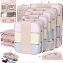10 Set Compression Packing Cubes for Travel Gifts Women Mom,OlarHike Luggage Clothes Organizer for Travelers,Airplane/Cruise/Car/Train Travel Essentials,Compressible Expandable Saver Space Bags(Beige)