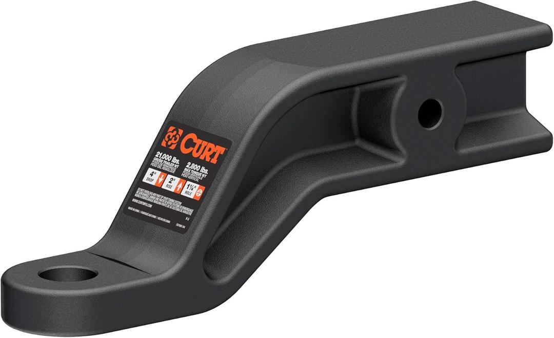 CURT 45430 Industrial Duty Forged Trailer Hitch Ball Mount, Fits 3-Inch Receiver, 21,000 lbs, 1-1/4-Inch Hole, 4-Inch Drop, 2-Inch Rise