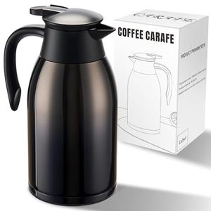 PARACITY 68oz Thermal Coffee Carafe Stainless Steel, Coffee Carafes for Keeping Hot, Double Walled Vacuum Insulated Coffee Urn for Coffee & Tea, Home & Office (Black)