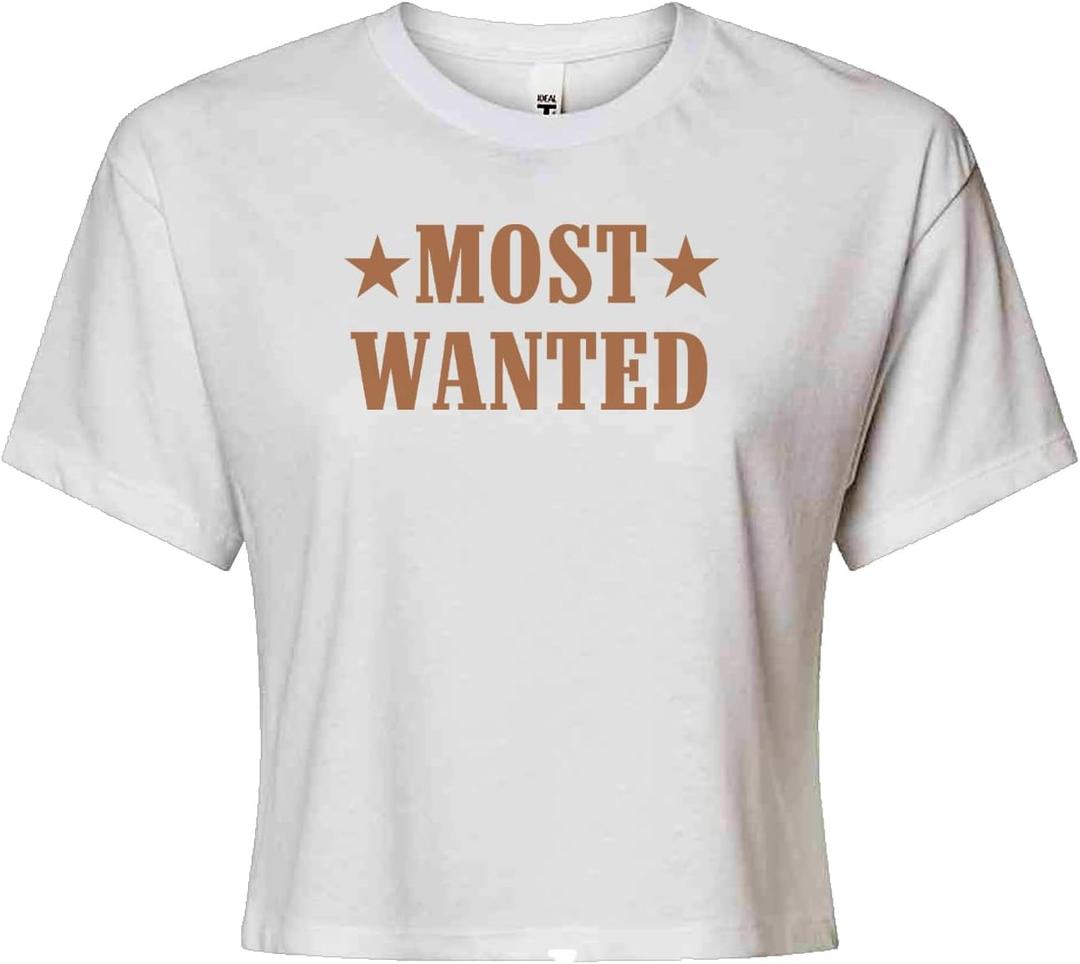 Most Wanted Cowboy Womens Cropped T-Shirt, Soft Cotton Blend, Crop Top (Small)