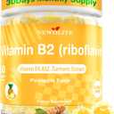 Vitamin B2 Gummies Riboflavin for Men Chewable B2 Vitamins for Adults with B Complex Turmeric Extract for Digestive Comfort,Nervous System Support, Vegan, Sugar-Free, Pineapple Flavor,60 Count
