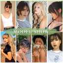 NAYOO Clip in Bangs Human Hair Medium Brown Wispy Bangs with Temples Fringe Hairpiece Natural Looking Curved Fake Bangs Hair Extensions for Women
