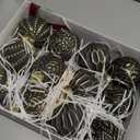 Black and Gold Rustic Christmas Ball Ornaments, 3.15 inches Vintage Christmas Tree Decorations, 12 PCS Large Shatterproof Neutral Farmhouse Luxury Xmas Ornaments for Christmas Tree, Home Decor