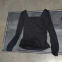 Womens Rhinestone Top Long Sleeve Round Neck Sheer Mesh Glitter Shirts Sexy See Through Blouses Tee Party Club Night (Large, Black)