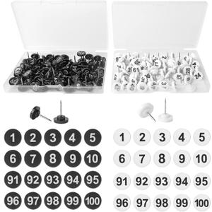 souG 200pcs Numbered Push Pin Tacks, 1-100 Sequential Number Tacks Push Pins, 11mm Diameter 16mm Length Thumbtacks for Maps, Presentations, Photo, Poster (Black and White) souG 200pcs Numbered Push Pin Tacks, 1-100 Sequential Number Tacks Push Pins, 11mm Diameter 16mm Length Thumbtacks for Maps, Presentations, Photo, Poster (Black and White)