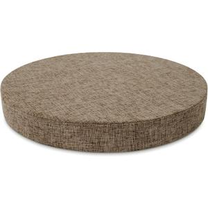 Tromlycs Round Chair Seat Cushion Pad 14 inch for Circle Bistro Chairs Non Slip Foam Cushion Nature Linen