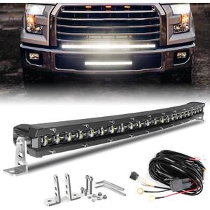 BraveWAY LED Light Bar Curved 26 Inch Single Row Offroad Lighting Driving Lightbar Spot Flood Combo Beam LED Work Light for Trucks UTV ATV SUV 4WD 4X4 Pickup