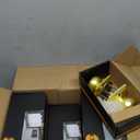 6 Pack Gold Door Knobs with Camelot Trim,Interior Door Knob with Lock,Coastal Door knob for Hall & Closet, Satin Brass