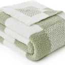Snuggle Sac Checkered Blanket, Sage Green Throw Blanket for Couch Plaid Microfiber Fluffy Warm Cozy Fuzzy Soft Throw Blanket Reversible Checker Blankets for Sofa, Chair, Bed, 60x80 inches