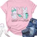 Women Chillin'with My Peeps Shirt Easter Shirt Funny Bunny T-Shirt Cute Rabbit Tee Tops Easter Day Gift (XXL)