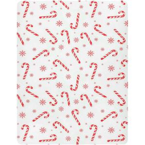 Pfrewn Christmas Crib Sheets for Boys Girls Red Candy Cane Snowflakes Fitted Crib Sheet Fits Standard Crib Mattress Pads Winter Pattern Stretch Soft Toddler Baby Sheet,52x28IN