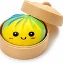Rainbow Dumpling Squishies Stress Balls, Colorful Squishies Dumpling Fidget Sensory Toy with Food Steamer, Squeeze Dough Ball for Stress Relief, Stretchy Desk Toys Gift