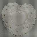 HONEYGIFTS Wedding Ring Pillow, Irovy Ring Bearer Holder Pillows Heart Shape Rose Lace Cushion for Wedding Party Anniversary Ceromony