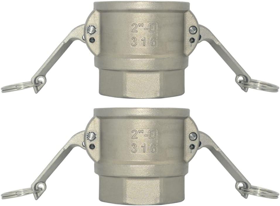 VARMHUS Stainless Steel 316 2" Type D Trash Pump Adapter Female Camlock,Type D Cam and Groove Hose Fitting