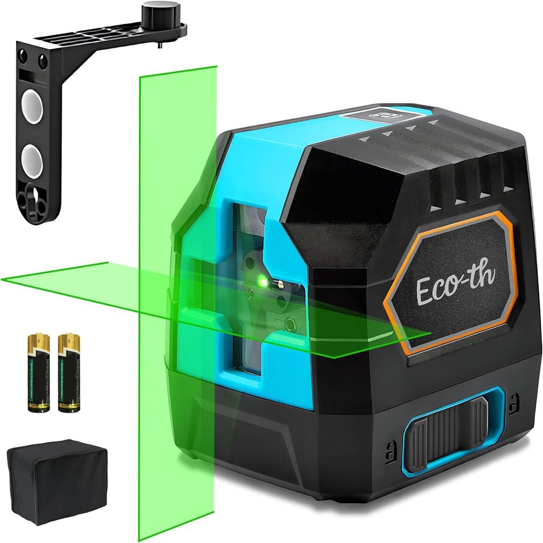 Laser Level, 100 feet Self Leveling Laser Level, Green Cross Line 360,Laser Measuring Tool,4 Brightness Adjustment, Picture Hanging Manual Self Leveling, IP54 Waterproof Battery Carrying Bag Included